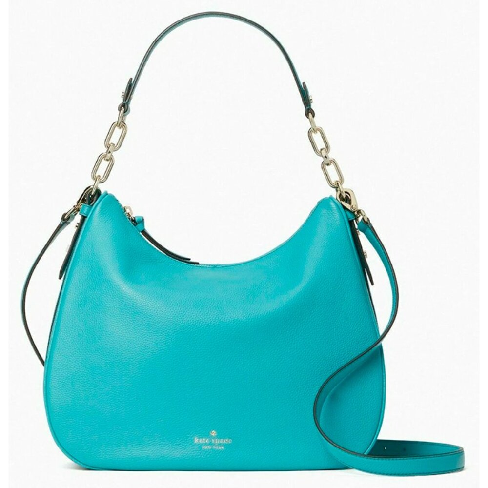 S Kate Spade Mulberry Vivian Turquoise Blue Leather Hobo WKRU4138 Shoulder NWT